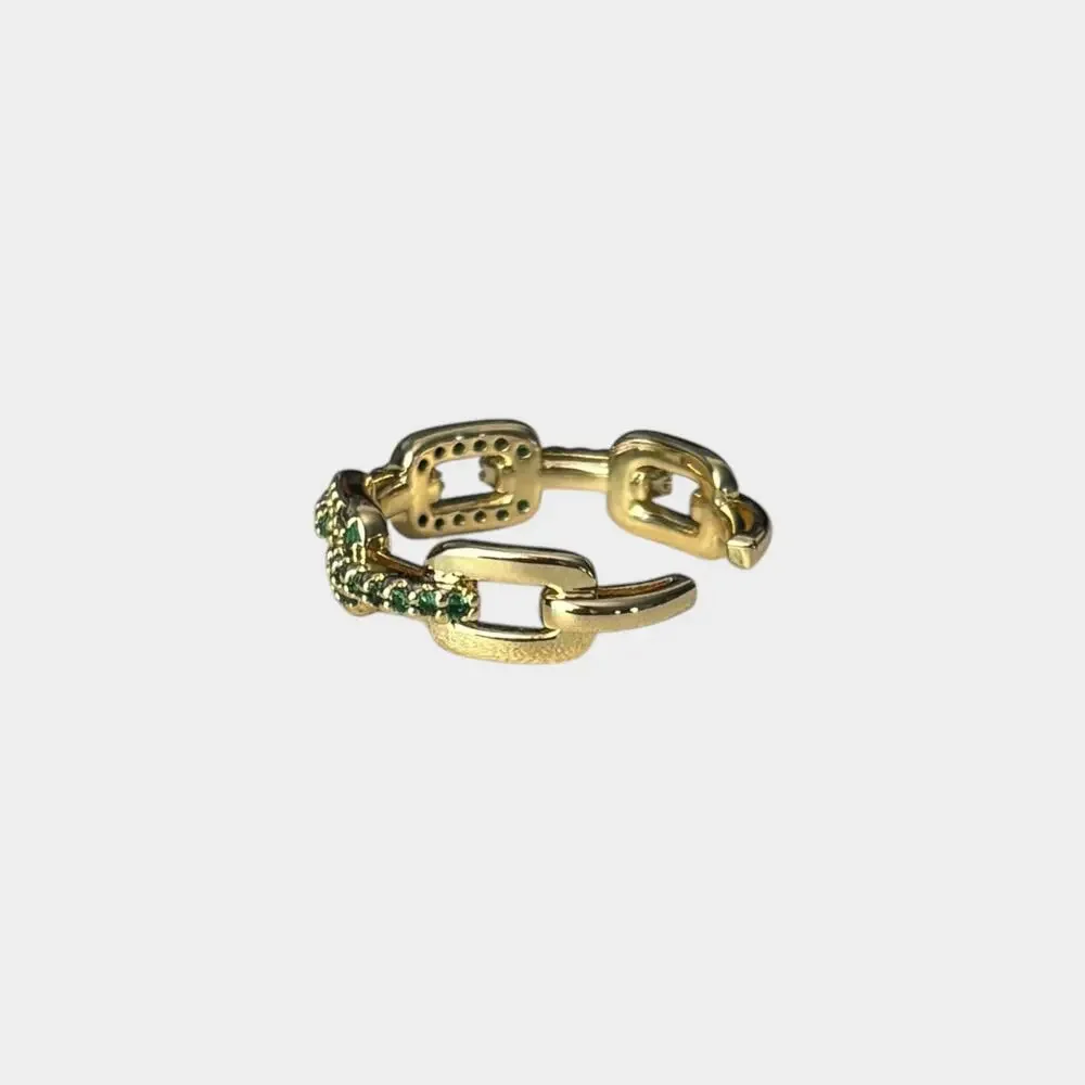Emerald Green Adjustable Chain Ring